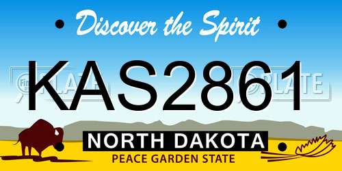 KAS2861 North Dakota License Plate