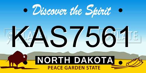 KAS7561 North Dakota License Plate