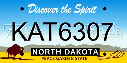 KAT6307 North Dakota License Plate