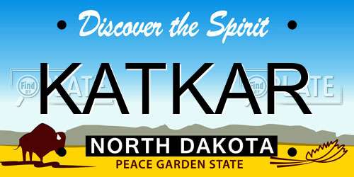 KATKAR North Dakota License Plate