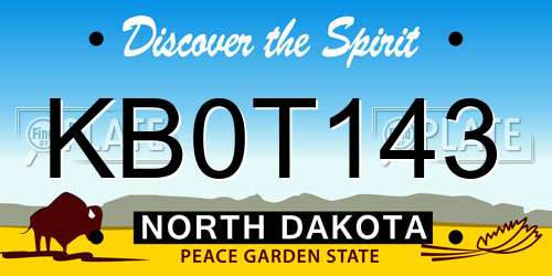 KB0T143 North Dakota License Plate