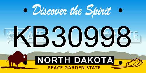 KB30998 North Dakota License Plate