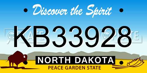 KB33928 North Dakota License Plate