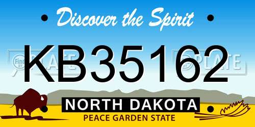 KB35162 North Dakota License Plate