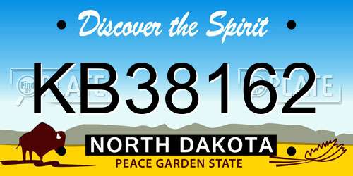 KB38162 North Dakota License Plate