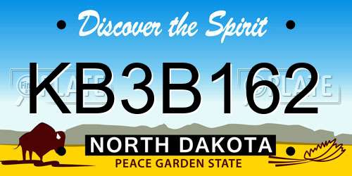 KB3B162 North Dakota License Plate