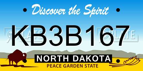 KB3B167 North Dakota License Plate