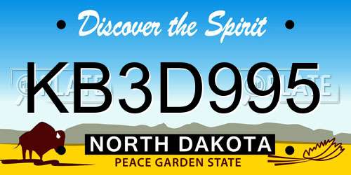 KB3D995 North Dakota License Plate