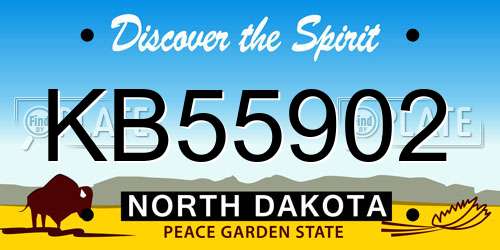 KB55902 North Dakota License Plate