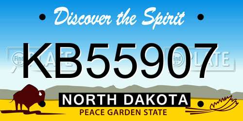 KB55907 North Dakota License Plate