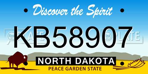 KB58907 North Dakota License Plate