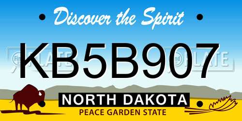 KB5B907 North Dakota License Plate