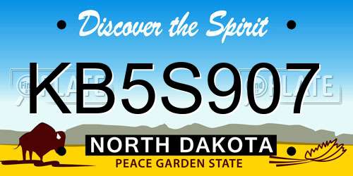 KB5S907 North Dakota License Plate