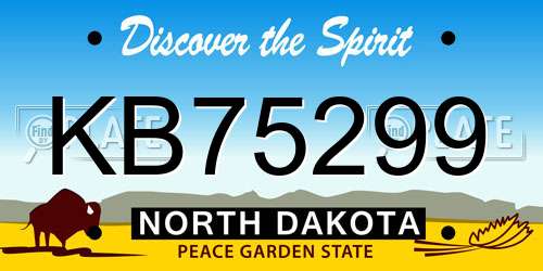 KB75299 North Dakota License Plate