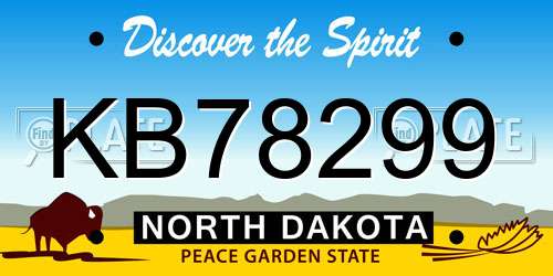 KB78299 North Dakota License Plate