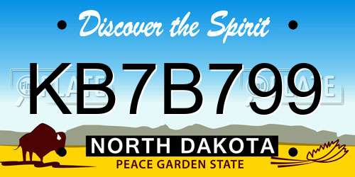 KB7B799 North Dakota License Plate