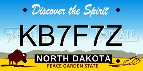KB7F7Z North Dakota License Plate