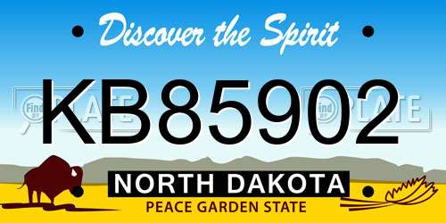 KB85902 North Dakota License Plate