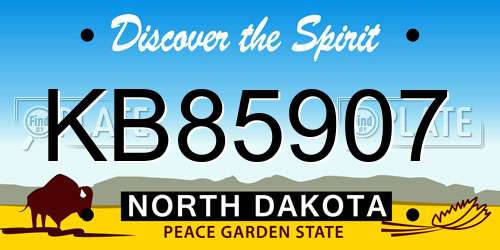 KB85907 North Dakota License Plate