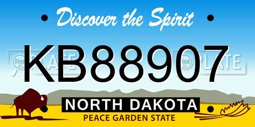 KB88907 North Dakota License Plate
