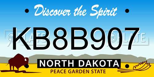 KB8B907 North Dakota License Plate
