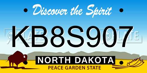 KB8S907 North Dakota License Plate