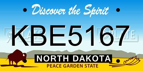 KBE5167 North Dakota License Plate
