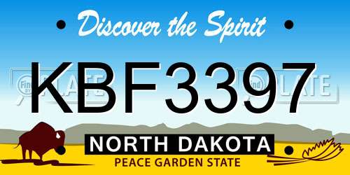 KBF3397 North Dakota License Plate