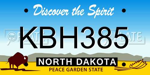 KBH385 North Dakota License Plate