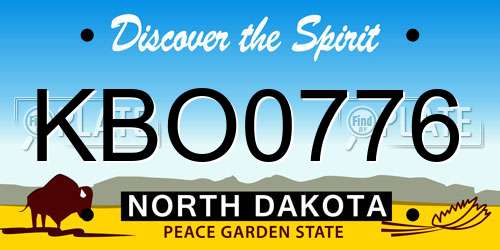 KBO0776 North Dakota License Plate