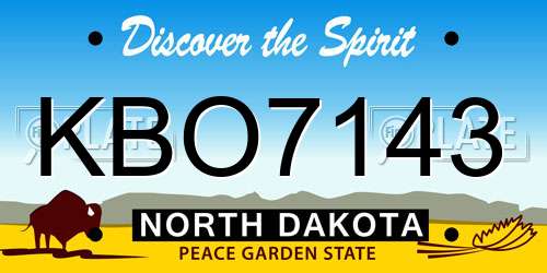 KBO7143 North Dakota License Plate