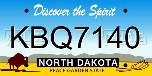 KBQ7140 North Dakota License Plate