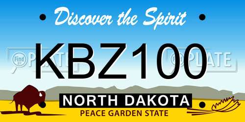 KBZ100 North Dakota License Plate