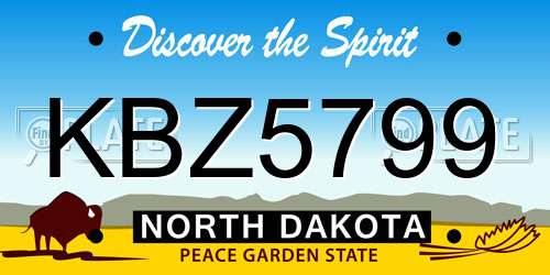 KBZ5799 North Dakota License Plate