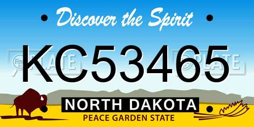 KC53465 North Dakota License Plate