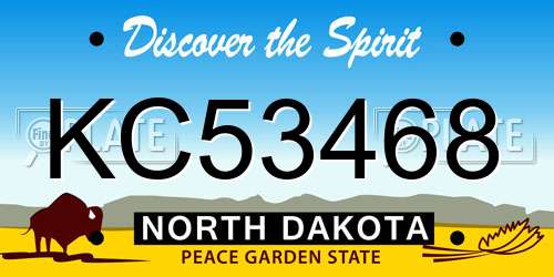 KC53468 North Dakota License Plate