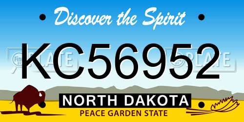 KC56952 North Dakota License Plate