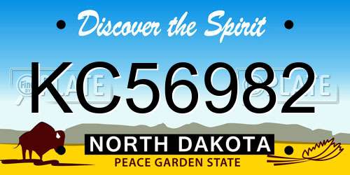 KC56982 North Dakota License Plate