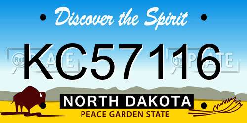 KC57116 North Dakota License Plate