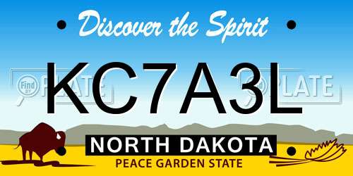 KC7A3L North Dakota License Plate