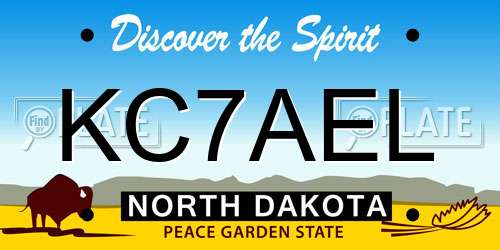 KC7AEL North Dakota License Plate