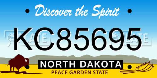 KC85695 North Dakota License Plate