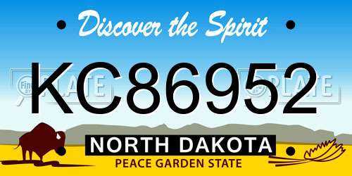 KC86952 North Dakota License Plate