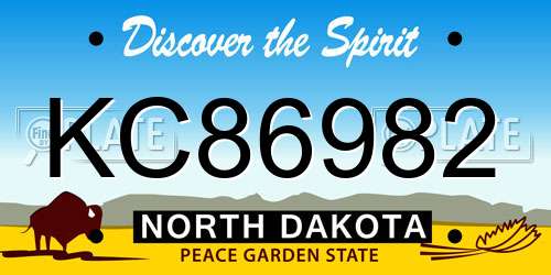 KC86982 North Dakota License Plate