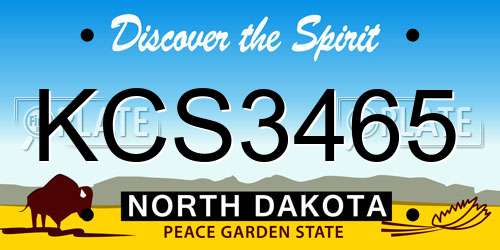 KCS3465 North Dakota License Plate
