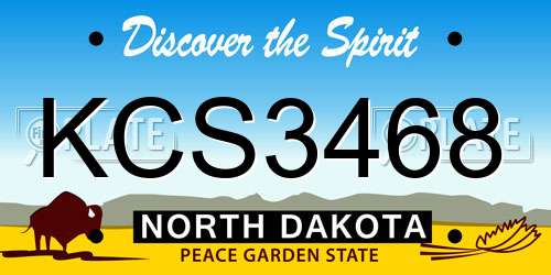 KCS3468 North Dakota License Plate