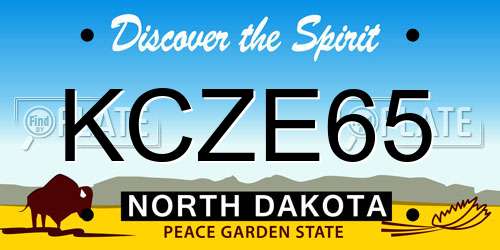 KCZE65 North Dakota License Plate