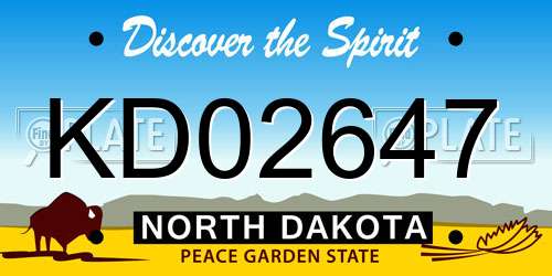 KD02647 North Dakota License Plate