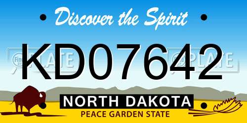 KD07642 North Dakota License Plate