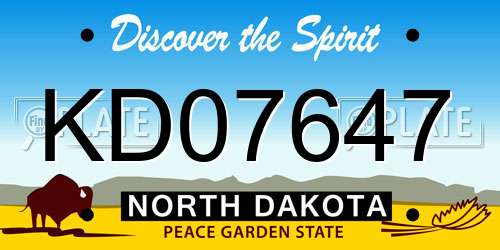 KD07647 North Dakota License Plate